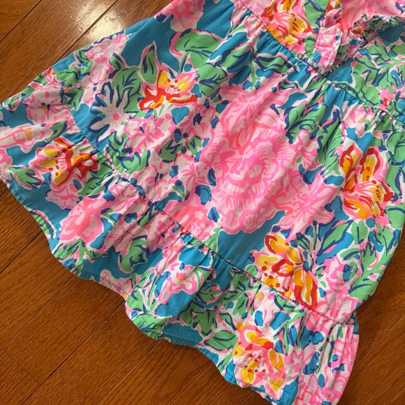 Lilly Pulitzer Mini Teresa Dress Girls 5 Multi Rose Ruffled Tiered Floral Preppy - Picture 3 of 9